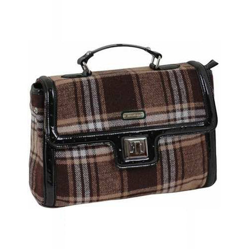 AB Collezioni PU Leather Bag - Brown Tartan