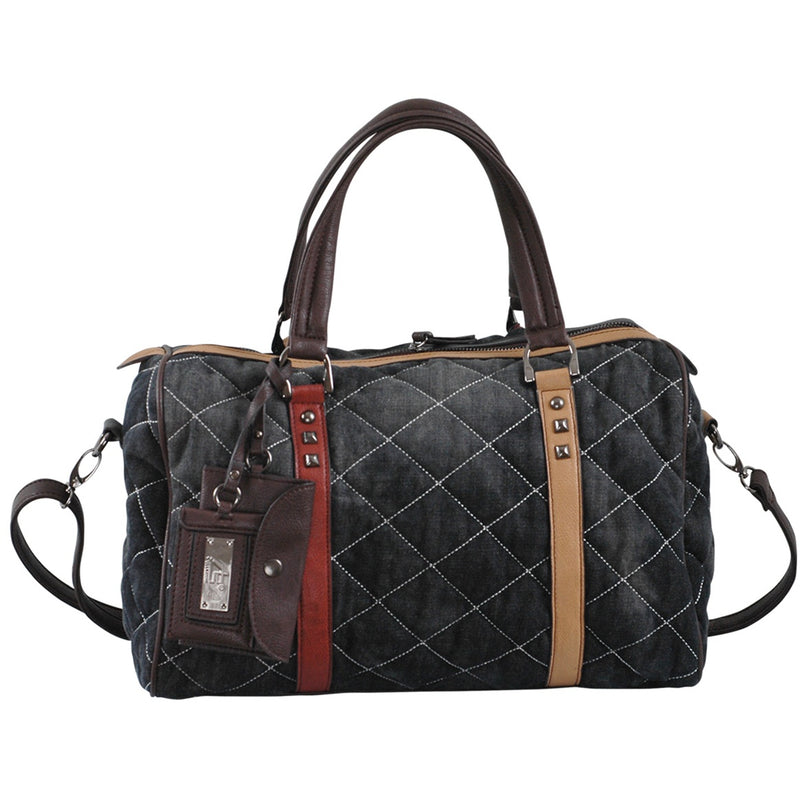 AB Collezioni Dark Grey Queen Denim Shoulder Bag