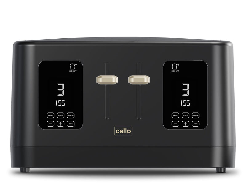 Cello Digital 4 Slice Toaster with Touch Control and Timer - Black