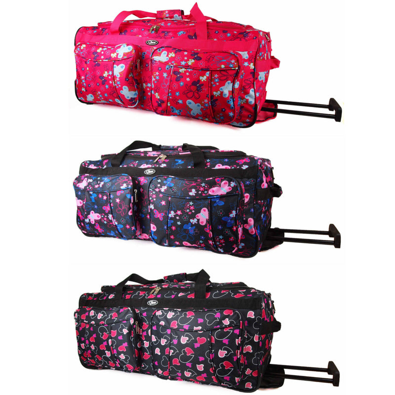 Chervi Girls Butterfly Hearts Travel Bag with Handle and Wheels