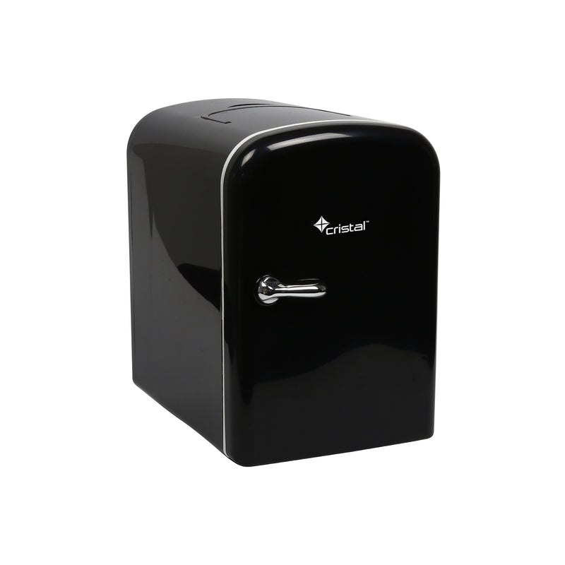 Cristal 4L Compact Cooler (Mini Fridge Style) with Built-in 12V Adapter - Black