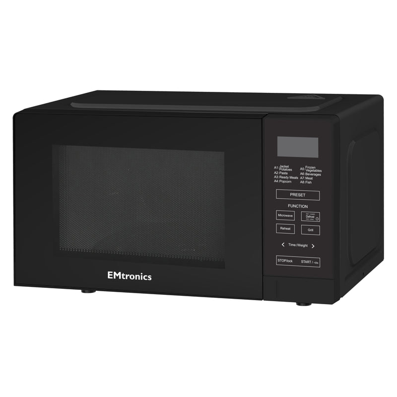 EMtronics 20 Litre Microwave 700W with Grill - Black
