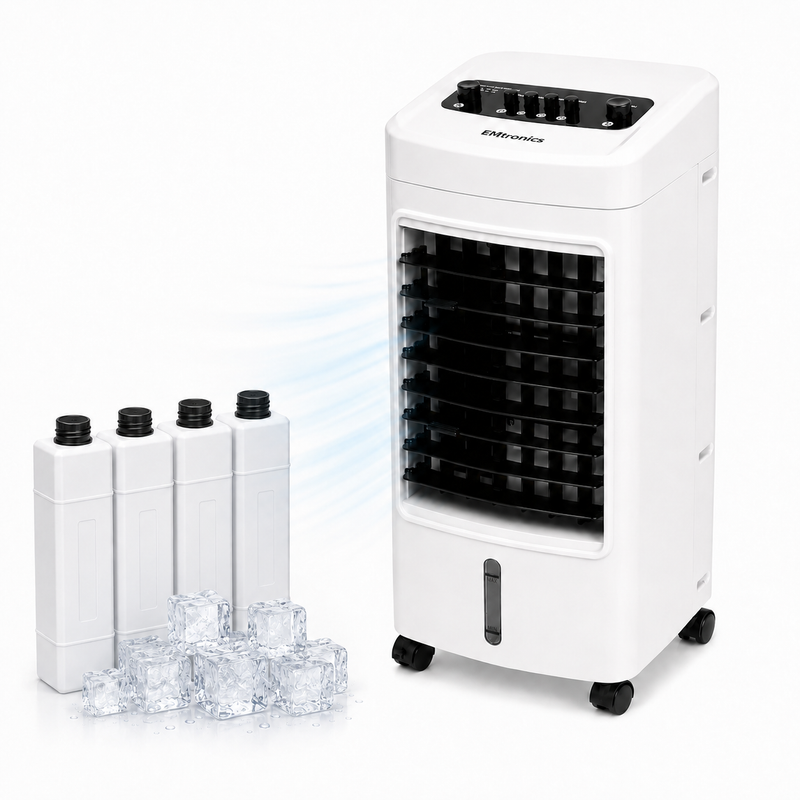 EMtronics Portable Fan Air Cooler, Humidifier with Ice Blocks