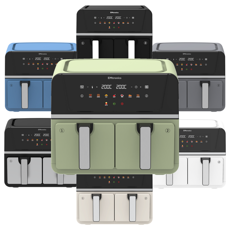 EMtronics Dual Air Fryer 9 Litre - Various Colours