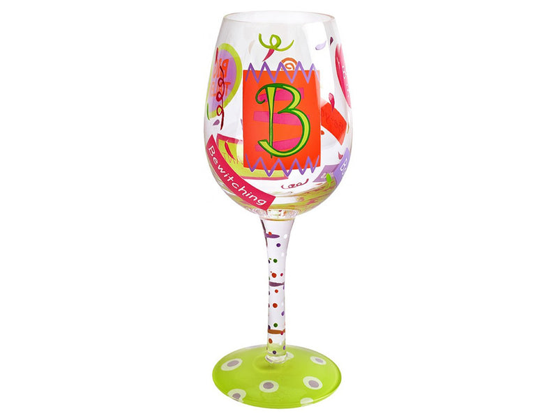 Lolita Letter "B" Hand Decorated Wine Glass