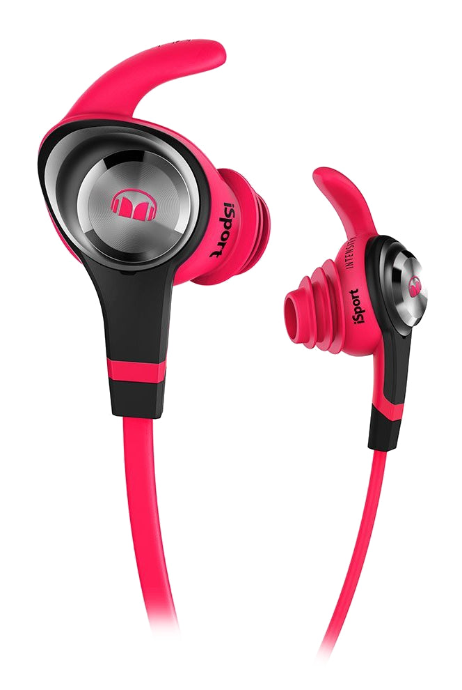 Monster iSport Intensity Washable In Ear Bud Headphones with SportClips (Neon Pink)