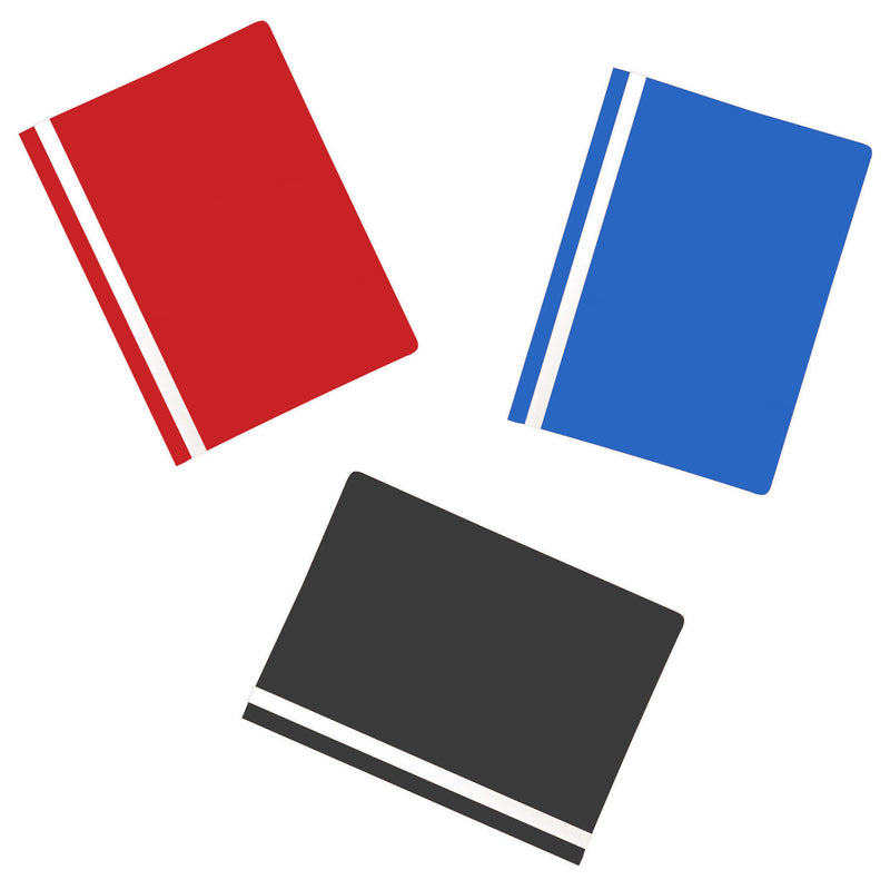 Supreme Stationery 50 Pk Clear Cover Plastic Report File with 2 hole Flat Bar