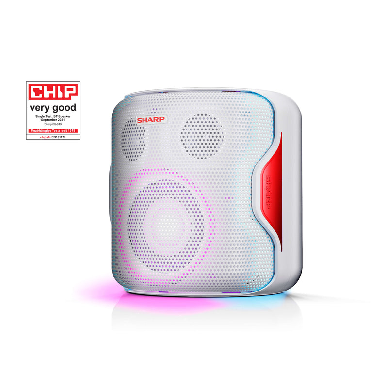 Sharp PS-919 130W Portable Bluetooth Speaker with LED Backlight - White