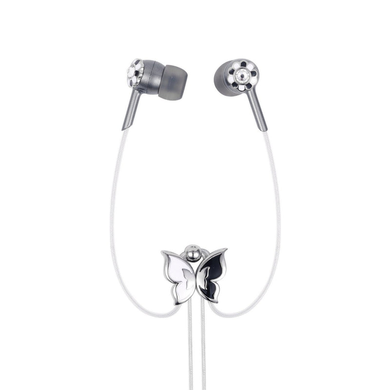 Viewquest Intelligent Jewellery Black & White Flowers In Ear Earphones
