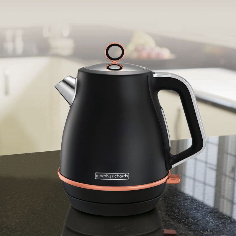 Morphy Richards 104414 Evoke, 1.5L, 3kW Rapid Boil Kettle - Black and Rose Gold