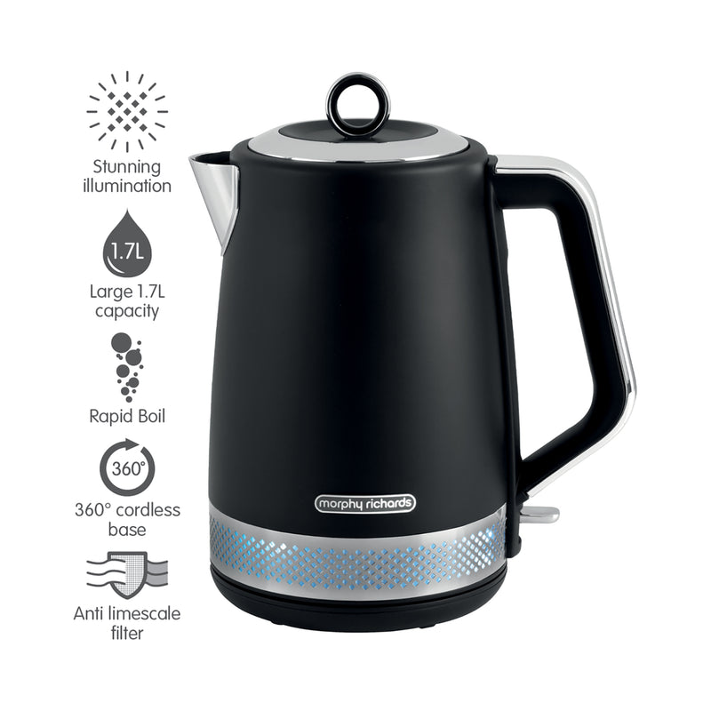 Morphy Richards 108020 Illumination 1.7L Electric Kettle with Rapid Boil - Black
