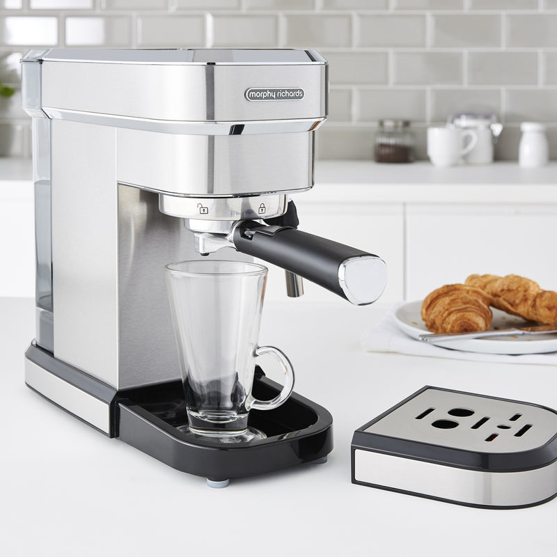 Morphy Richards 172020 Espresso Coffee Machine, 1.1L Capacity - Stainless Steel