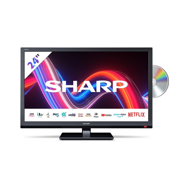 Sharp 1T-C24EE4KC2FBD 24" Inch HD Ready LED Smart TV with Built-In DVD Player