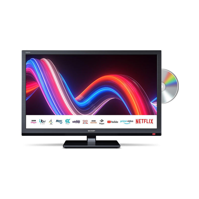 Sharp 1T-C24EE4KC2FBD 24" Inch HD Ready LED Smart TV with Built-In DVD Player