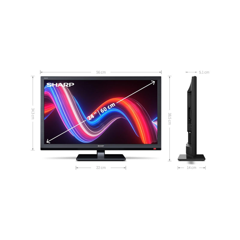 Sharp 1T-C24EE4KC2FBD 24" Inch HD Ready LED Smart TV with Built-In DVD Player