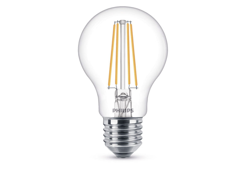 Philips 8 - 60w Dimmable Clear E27 Edison LED Bulb 806lm - Warm White
