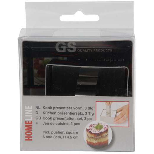 Homeline 2x Square Stainless Steel Cook Presentation Cutters with Pusher