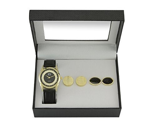 Time Design Gents Gold Analogue Watch & Two Pair Of Cufflinks