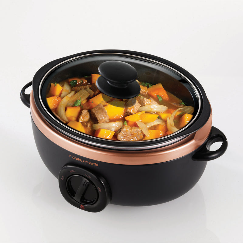 Morphy Richards 460016 Sear & Stew Slow Cooker, 3.5 L - Black and Rose Gold