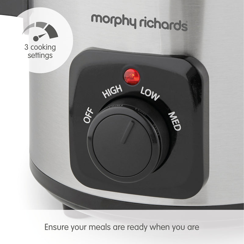 Morphy Richards 460300 Slow Cooker 1.5 L, Ceramic Pot, 3 Cooking Settings