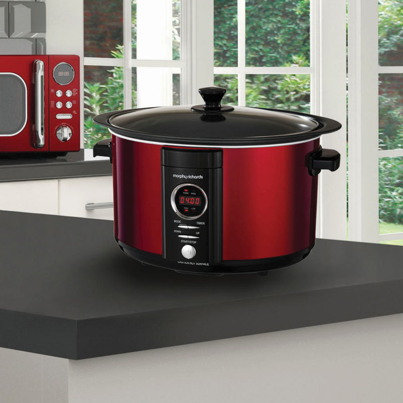 Morphy Richards 461012 Sear & Stew Digital Slow Cooker, 6.5 L Capacity - Red