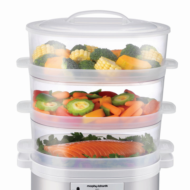 Morphy Richards 470001 Three Tier Electric Steamer, 9L Capacity - White