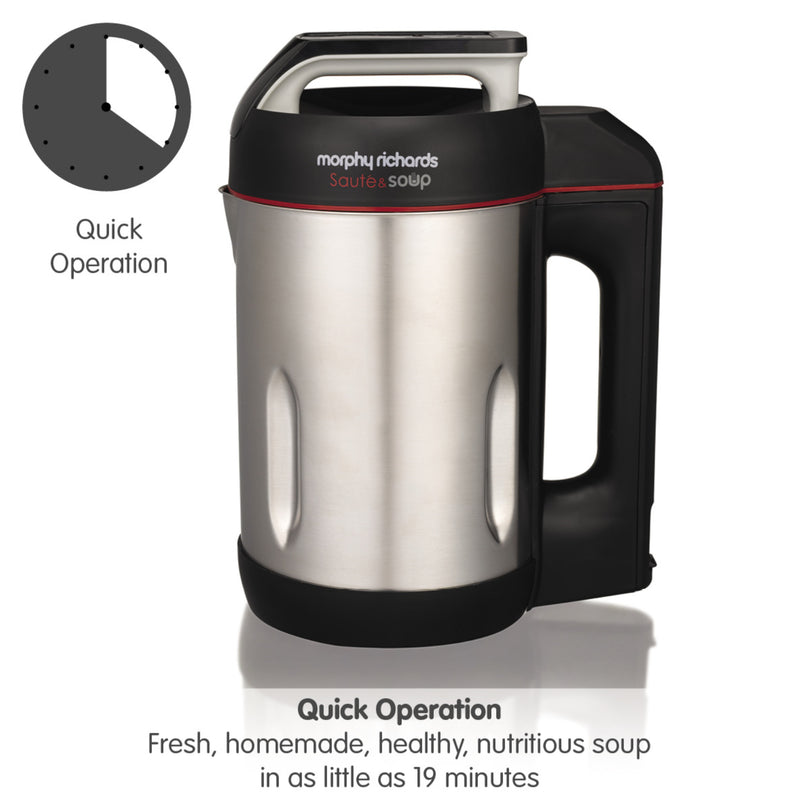 Morphy Richards 501014 Compact Saute & Soup Maker, 900 W, 1.6 L - Silver/Black