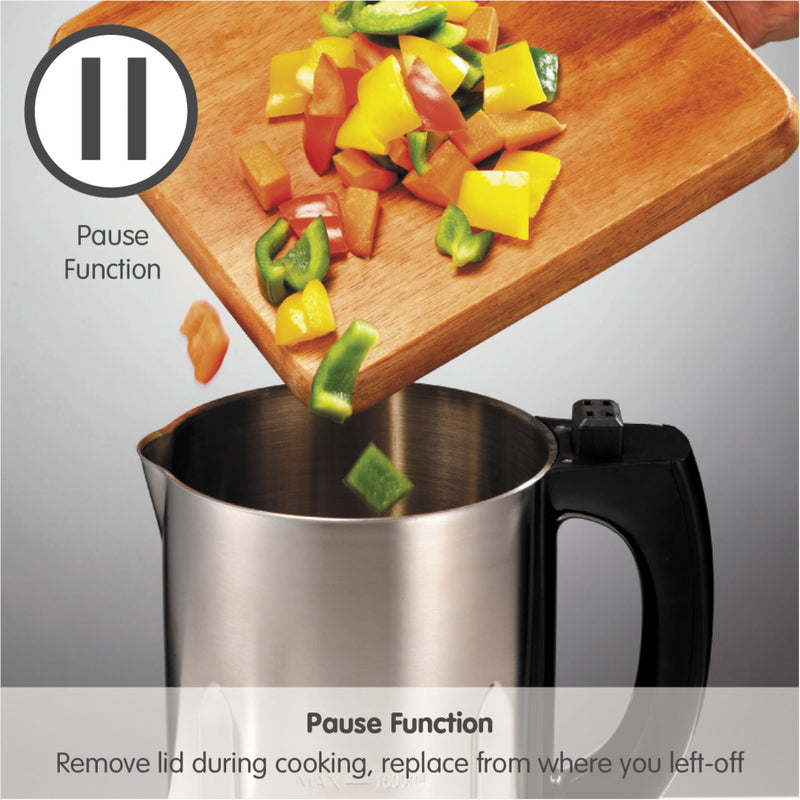 Morphy Richards 501014 Compact Saute & Soup Maker, 900 W, 1.6 L - Silver/Black