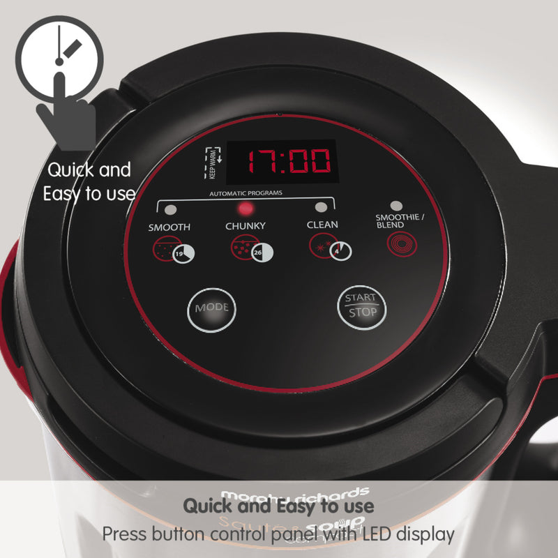 Morphy Richards 501027 Compact Saute & Soup Maker, 900 W, 1 Litre - Silver/Black