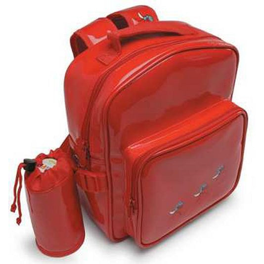 Sagaform Childrens Red Synthetic Patent Leather Backpack
