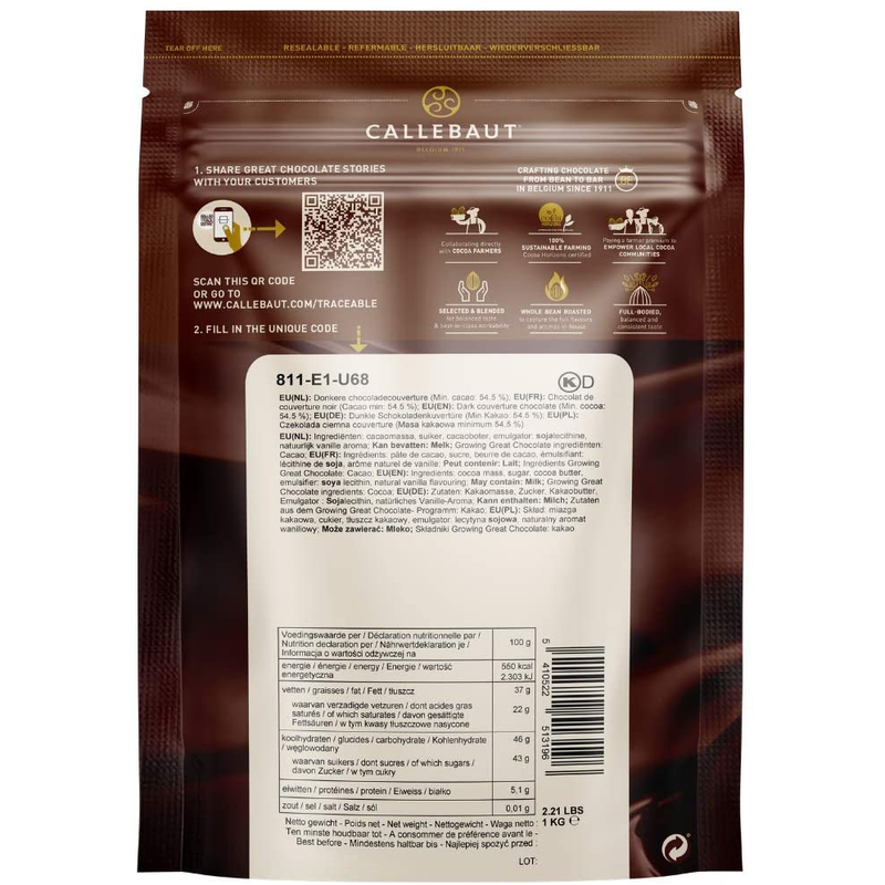 Callebaut Bundle 54.5% Dark Chocolate Callets 3 x 1Kg
