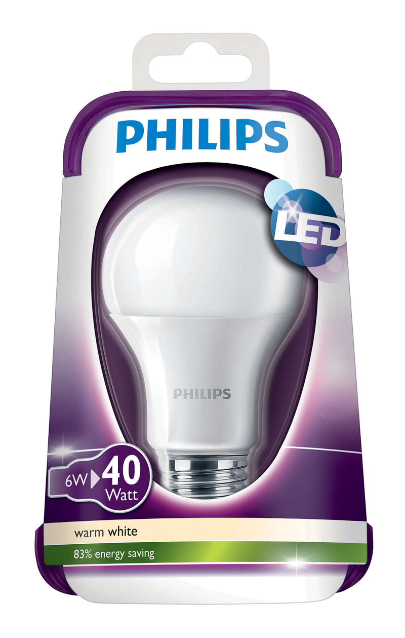 Philips LED Edison E27 6W Frosted LED Light Bulb - 470lm