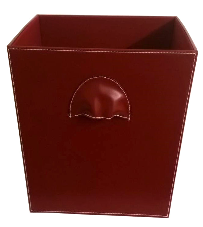 Red Faux Leather Rubbish Bin