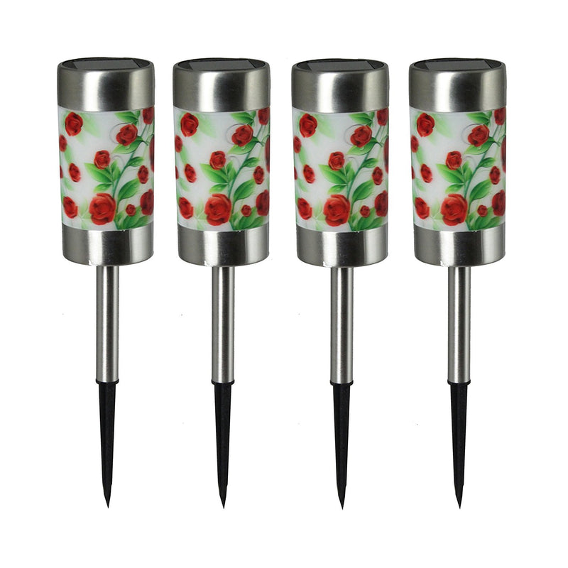 Luxform Global Solar 3D Rose Effect Garden Light in Stainless Steel 4pcs