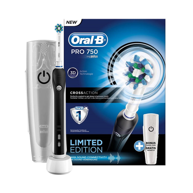 Braun Oral-B Pro 750 CrossAction Black Electric Toothbrush with Travel Case