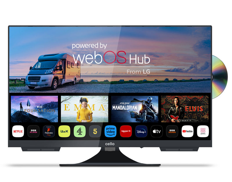 Cello 22″ Smart WebOS Traveller 12-Volt TV with Built-In DVD