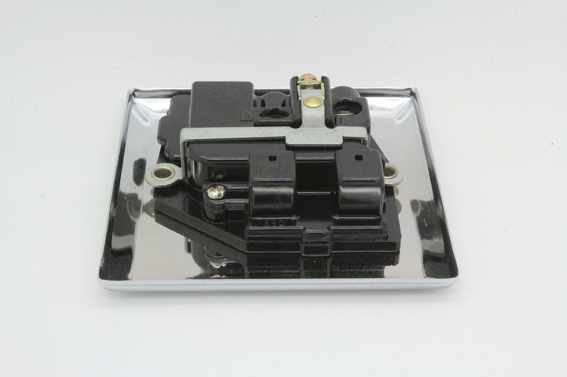 Polished Chrome and Black UK House Power Socket
