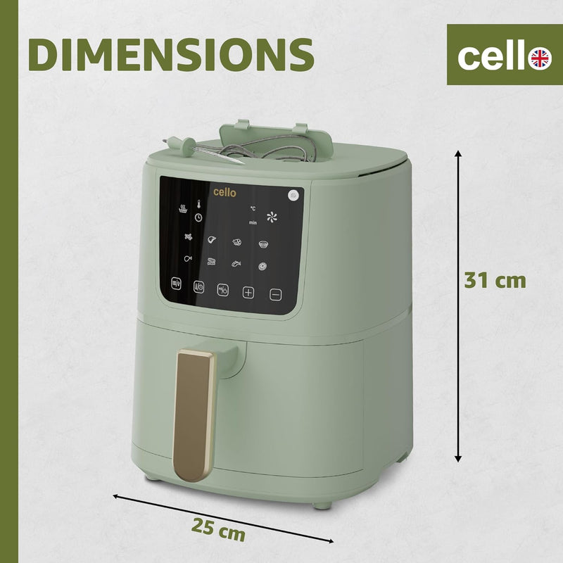 Cello 4 Litre Perfect Temp Compact Air Fryer - Sage Green