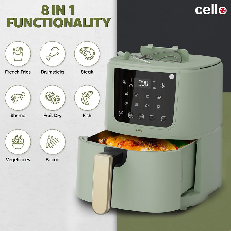 Cello 4 Litre Perfect Temp Compact Air Fryer - Sage Green