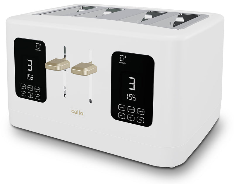Cello Digital 4 Slice Toaster with Touch Control and Timer - White