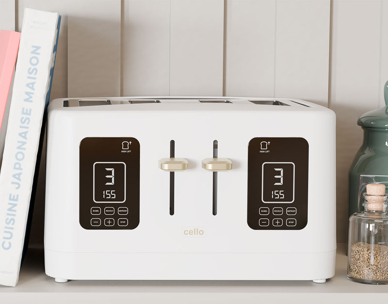 Cello Digital 4 Slice Toaster with Touch Control and Timer - White