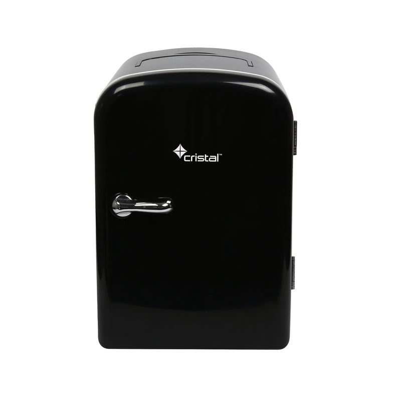 Cristal 4L Compact Cooler (Mini Fridge Style) with Built-in 12V Adapter - Black