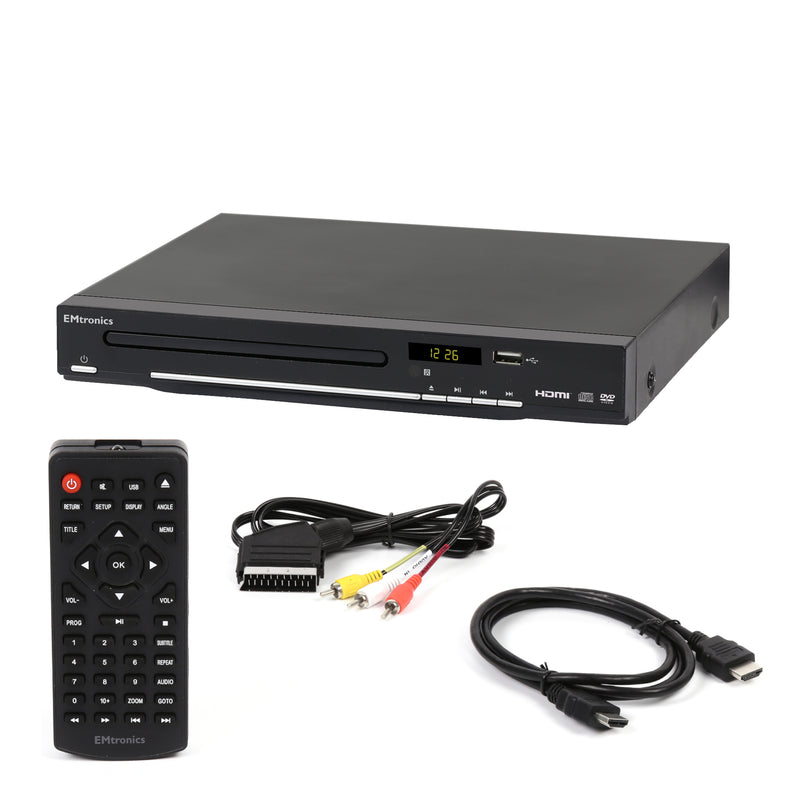 EMtronics DVD Player with HDMI and AV Cables
