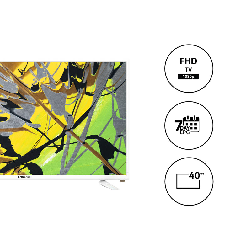 EMtronics EM40HDRW 40" Inch Full HD 1080p LED TV with Freeview HD - White