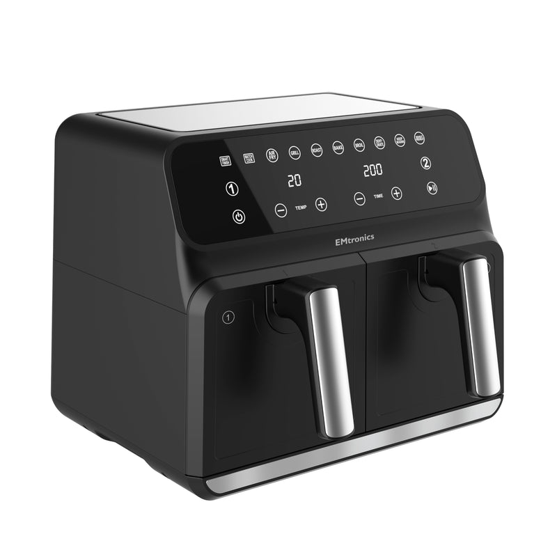 EMtronics Dual Air Fryer 8 Litre - Black