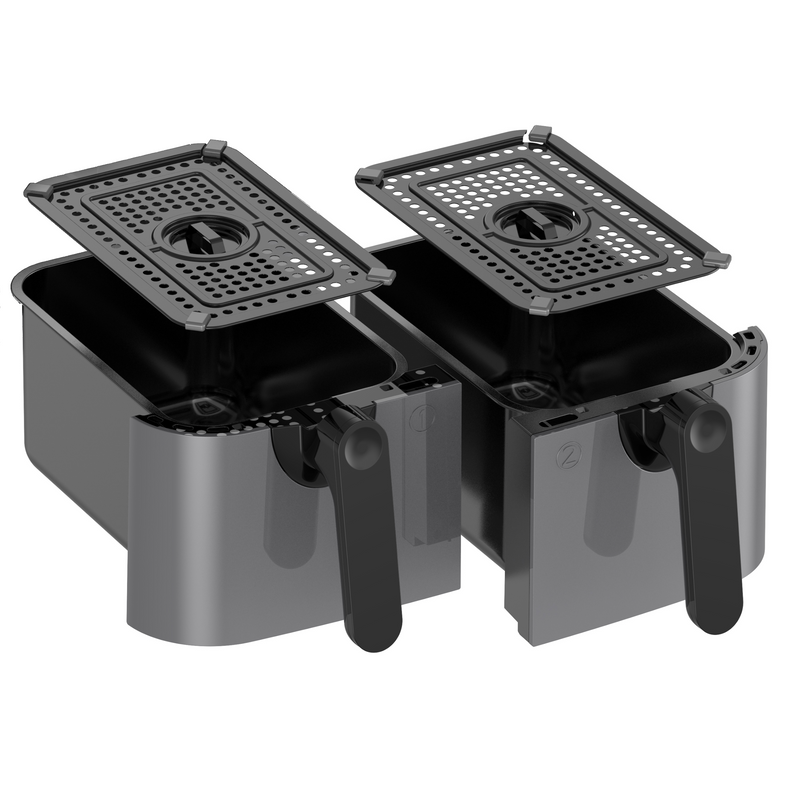 EMtronics RLDR91 9L Dual Air Fryer Drawer Set with Crisper Racks