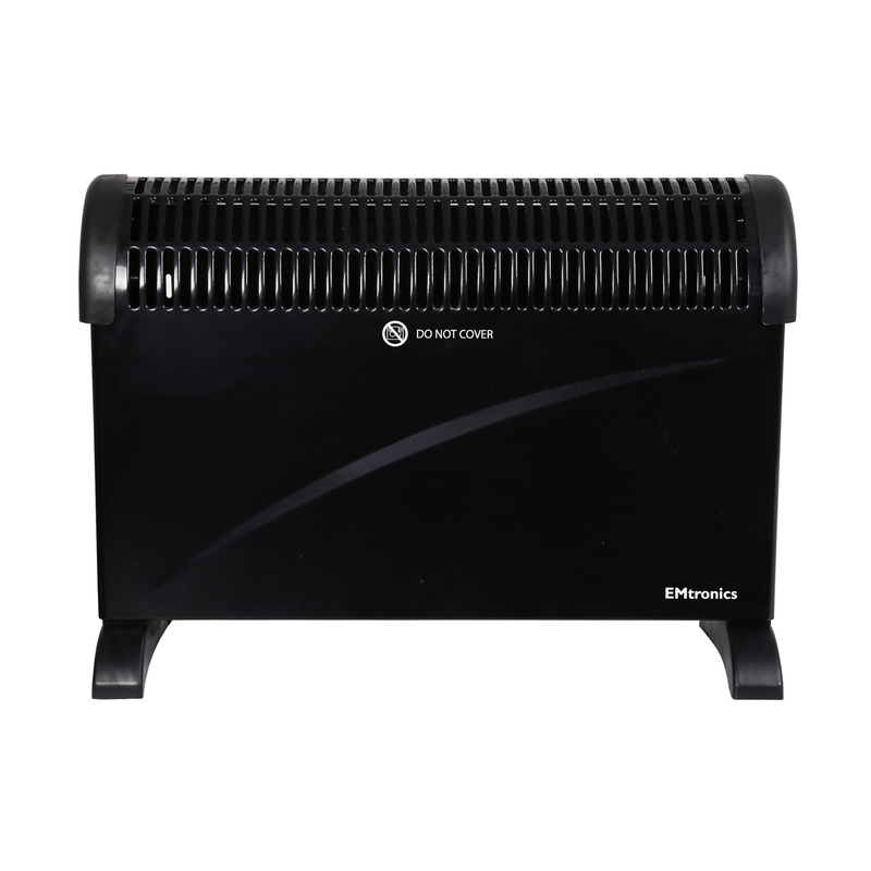 EMtronics 2KW Convector Heater Radiator with 3 Setting Thermostat - Black
