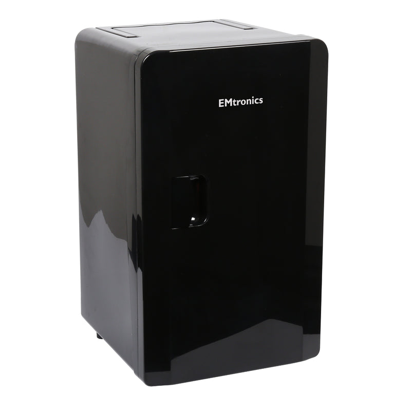 EMtronics 16L Compact Cooler (Mini Fridge Style) with Built-in 12V Power - Black