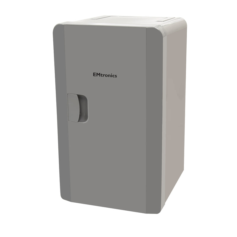 EMtronics 16L Compact Cooler (Mini Fridge Style) with Built-in 12V Power - Grey