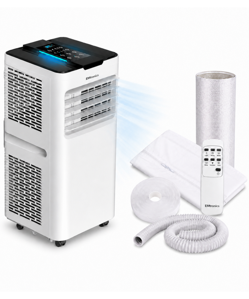 EMtronics 12K BTU Portable Air Conditioner Dehumidifier and Window Vent Kit